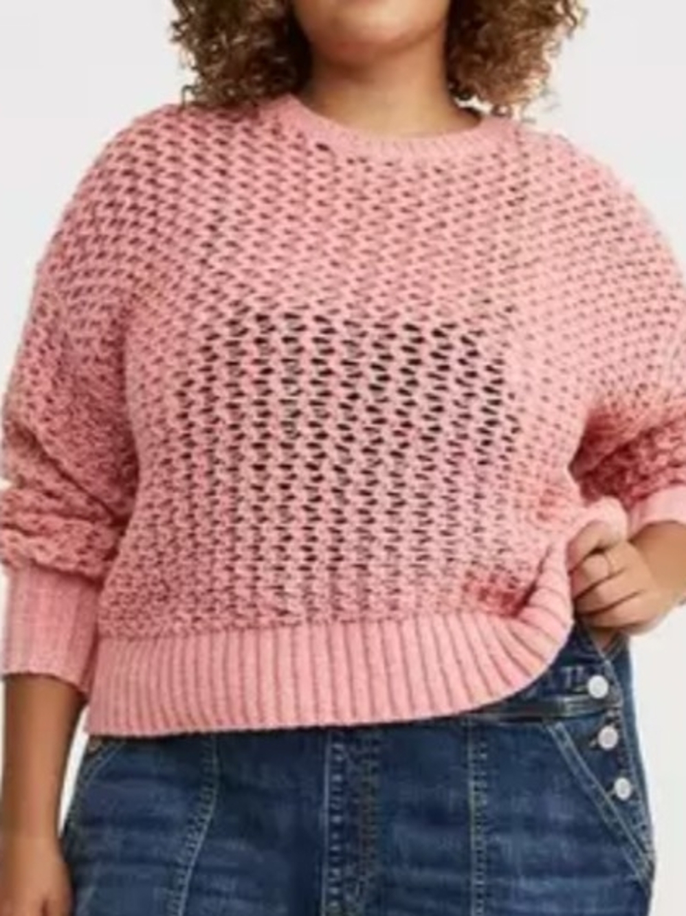 Torrid Pink Open-Knit Crewneck Sweater, SZ 0X, NWT